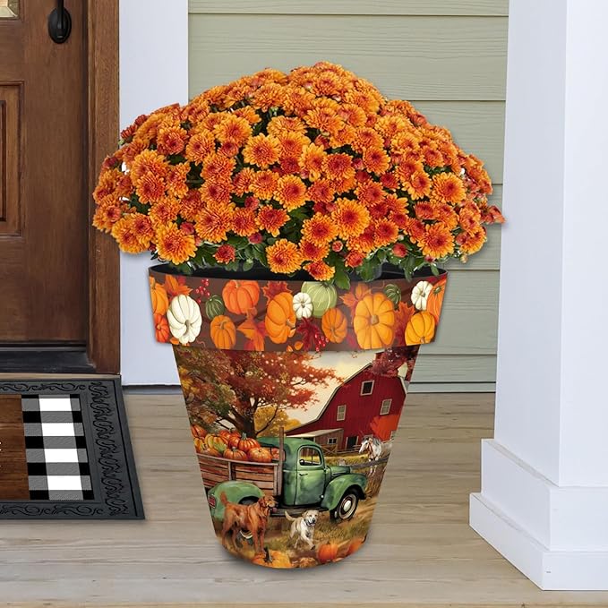 Briarwood Lane Fall Planter 14" x 15" x 15" Autumn Farm Large for Fall Planter