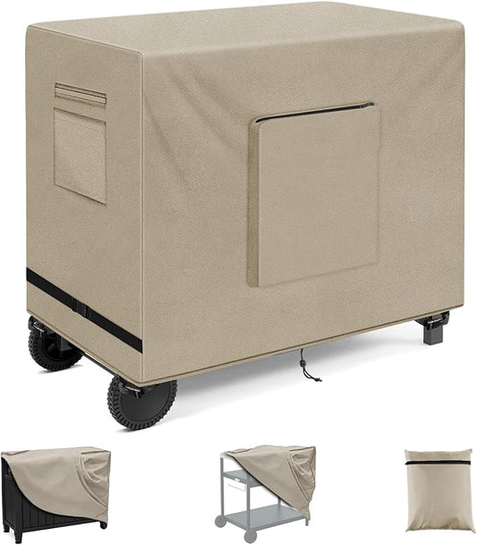 SIRUITON Outdoor Bar Cart Cover for 52 Inch BBQ Food Prep Table, Heavy Duty 600D Oxford Fabric Outdoor Dining Cart/BBQ/Worktable Metal Movable Table Waterproof Cover