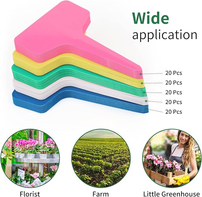 KINGLAKE GARDEN 200 Pcs Plant Labels,Garden Marker Vegetable Gardening Tags,T-Type Garden Seed Stake Tags for Outdoor Indoor Potted Plants with Permanent Marking Pen