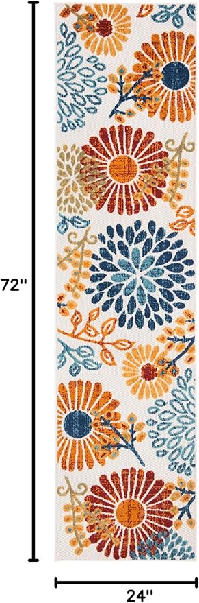 SAFAVIEH Washable Rug Outdoor Cabana Collection - 2' x 6' Runner, Cream & Red, Non-Shedding & Easy to Clean, Ideal for Patio, Backyard, Mudroom (CBN832A)