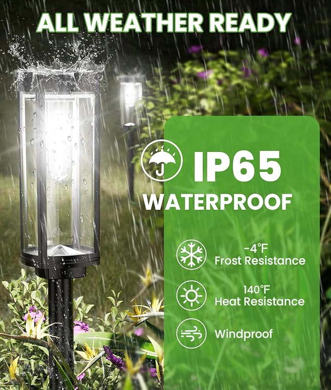 Bright Solar Pathway Lights, 12 Pack Solar Garden Lights Outdoor Waterproof IP65, Auto On/Off Outdoor Light Decorative Landscape Lighting for Walkway Driveway Lawn Patio Yard