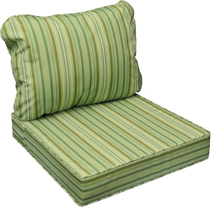 AAAAAcessories Outdoor Seat Cushions for Chairs, Fade-Resistant, Waterproof Patio Furniture Replacement Cushions, 20" x 18" x 3" + 20" x 17", Mossy Forest Stripe