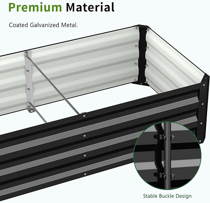 DoCred 3 in 1 Raised Garden Bed with 87in Tall Arch Trellis for Climbing Plants, Galvanized Planter Garden Box Outdoor for Gardening, Climbing Vegetables, Flower, Black