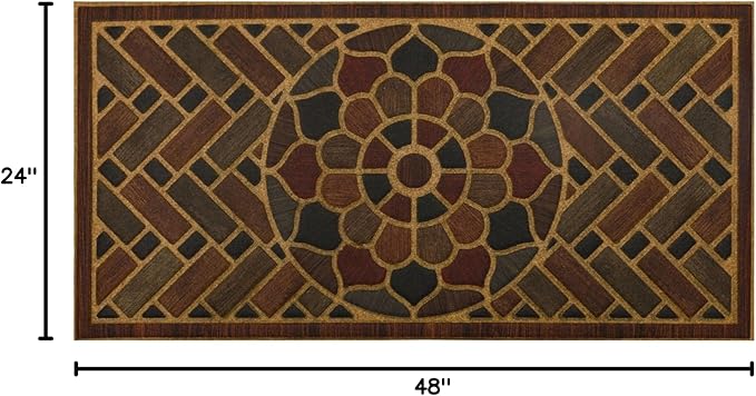 Mohawk Home Medallion Grain Casual Ornamental Medium Brown 2' X 4' Door Mat Perfect for Porch, Garage