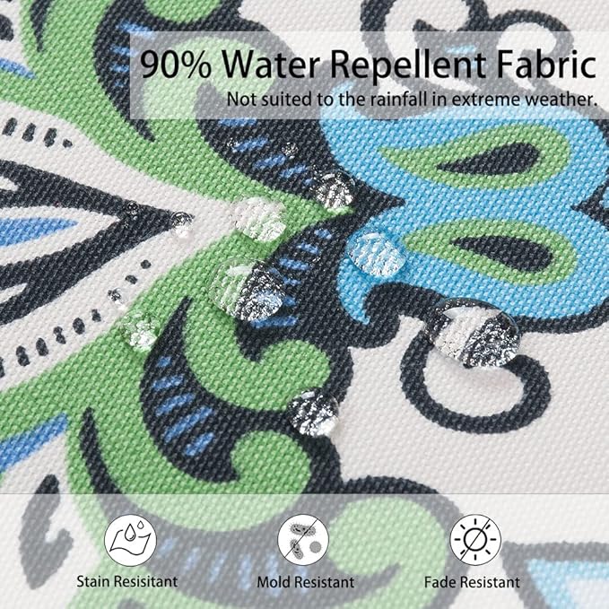 Magpie Fabrics Outdoor/Indoor 17"x16"x2" Chair Cushions with Ties Set of 4, Waterproof All Weather U-Shape Seat Pads Decoration for Patio Garden Furniture Home Office (Botanical Blue Green)