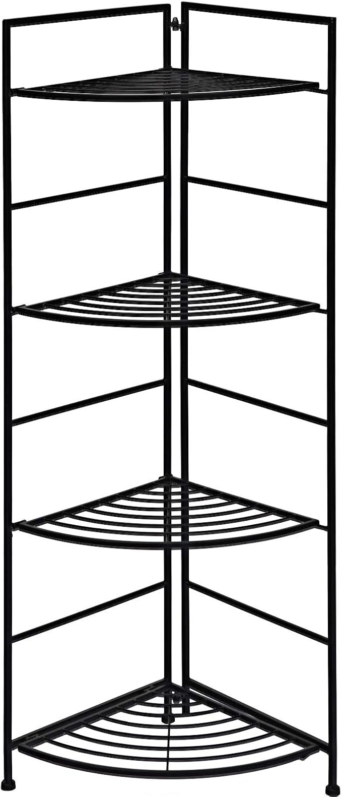 Giantex Folding Metal Plant Rack, 4 Tiers Corner Shelf Plant Stand, Flower Pots Holder Display Rack Storage Shelves for Balcony Patio Living Room