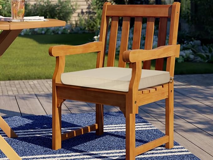Outdoor Chair Cushions 18x18 Inch,Set of 2,Water Resistant Chair Pads with Ties,Square Seat Cushion 18"x18"x2.5",Patio Chair Cushion for Garden,Backyard Furniture(Antique Beige)