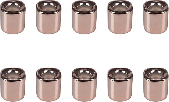 Mega Candles 10 pcs Rose Gold 1/2 Inch Diameter Ceramic Chime Ritual Spell Candle Holders, Great for Casting Chimes, Meditation, Rituals, Spells, Vigil, Witchcraft, Wiccan Supplies