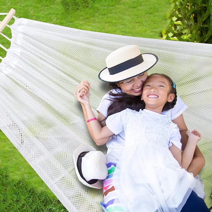 Anyoo Breathable Fabric Hammock with Spreader Bar - Sturdy Up to 450lbs Portable Hammock with Travel Bag for Garden, Outdoor/Indoor Patio, Backyard