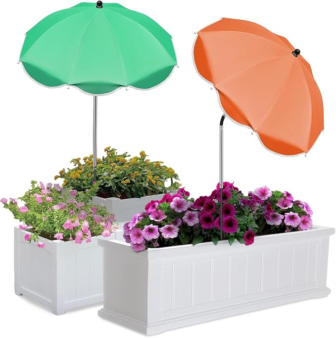 23.6" Adjustable Garden Umbrella Shade for Outdoor Use, Potted Greenery & Garden Beds – Angle-Adjustable Sun Protection