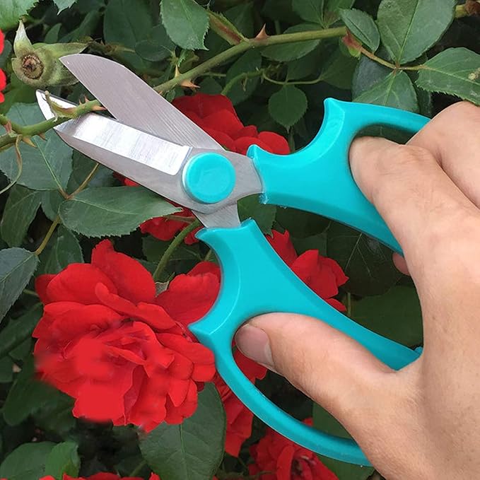 Garden Pruning Shears Scissors with Comfort Grip Handle, Premium Steel Professional Floral Scissors, Perfect for Arranging Flowers, Pruning, Trimming Plants, Gardening Tool (Blue)