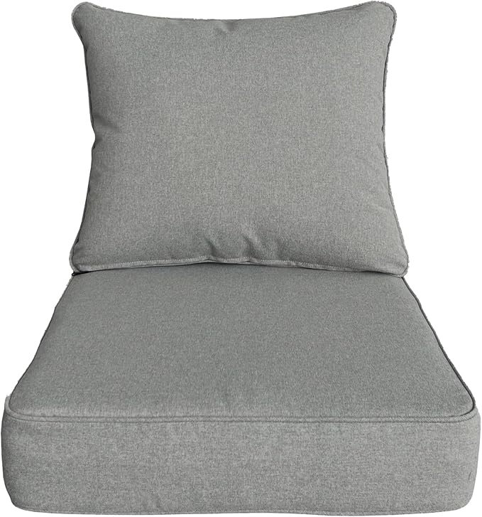 Goodgoods 24x24 inch Outdoor/Indoor Deep Seat Patio Cushion Set of 1 Resilient Foam Filling Water Repellent Stain-Resistant UV Resistant Weather Resistant Deep Seat Bottom Light Gray