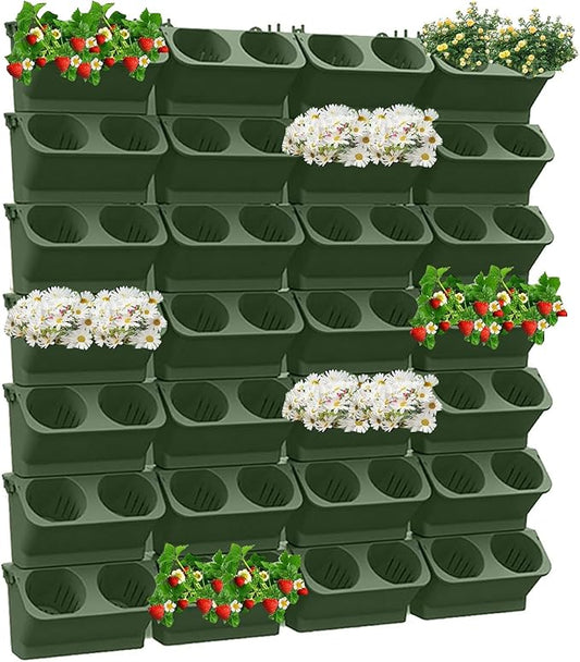 Vertical Wall Planter,Stacking Planters for Outdoor Plants,Garden Self Watering Wall-Mounted Planter,Indoor Outdoor Living Wall Planter Hanging Planter,Plant Flower Pot Holder Green Herb Wall Decor