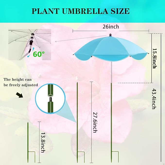 Plant Shades for Outdoor Plants, Plant Umbrellas for Garden Plants, Plant Shade Umbrella 4 Pack with Sun Cover, Cloth Protection for Garden Outdoor Plants