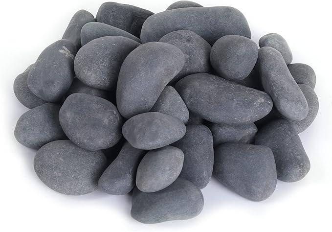 20LB Stones Pebbles River Rocks, 100% Natural Hand-Picked Premium Decorative Pebbles, Ideal for Garden Landscaping, Home Decor, Aquariums, Painting, Crafting and Gifts (Black, 20 Pounds)