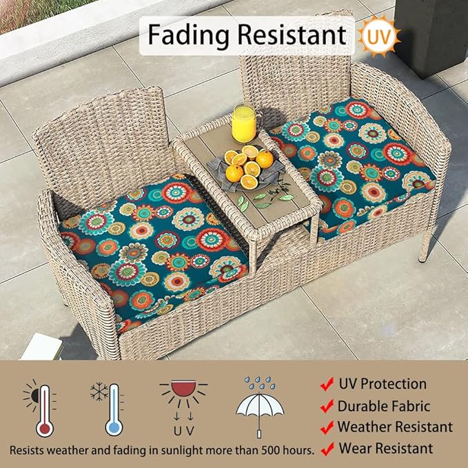 Magpie Fabrics Indoor Outdoor Cushion Cover Replacement 2 Pack, NO Insert! Water Repellent Slipcover with Ties Decor for Patio Garden Chair Sofa Bench Wicker(Floral Green, 22x20x4 Inch)