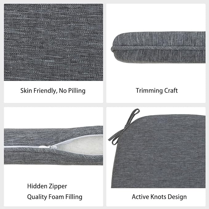 Magpie Fabrics Outdoor/Indoor 17"x16"x2" Chair Cushions with Ties Set of 4, Waterproof All Weather U-Shape Seat Pads Decoration for Patio Garden Furniture Home Office (Heather Grey)