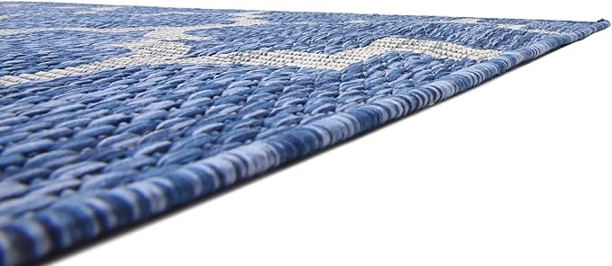 Unique Loom Outdoor Trellis Collection Area Rug (7' 1" x 10' Rectangle, Navy Blue/ Ivory)