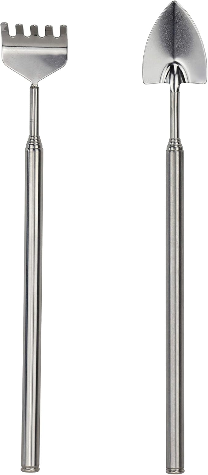 Esschert Design GT163 Telescoping Terrarium Rake and Trowel Tool Set, Stainless-Steel