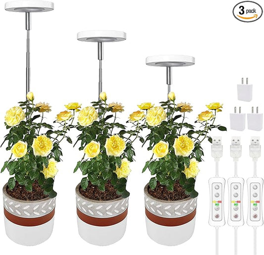 yadoker Plant Grow Light, LED Growing Light Full Spectrum for Indoor Plants,Height Adjustable, Automatic Timer, 5V Low Safe Voltage,Idea for Small Plant Light