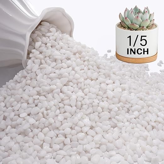 NUPICK 12 lbs Pebbles for Indoor Plants, 1/5 Inch Pea Gravel for Fish Tank, Polished Decorative Rocks for Succulent, Natural River Stones for Vases, Cactus, Landscaping, Bird Bath, Aquarium, White