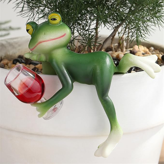 YATOJUZI Frog Decor Miniature Figurines Plant Decorations for Pots Funny Tipsy Frog Garden Decor Gifts for Women Outdoor Statues Planter Hugger for Yard Lawn Ornament(Lying One)