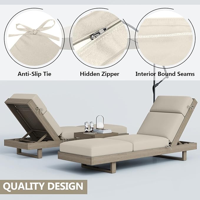 4 Pcs Chaise Lounge Cushions Outdoor, 72 x 21 x 4 Inch Lounge Chair Cushions for Outdoor Furniture - Waterproof Lounge Patio Replacement Cushion, 4In Fade-Resistant ThickPatio Chaise Lounge Cushion