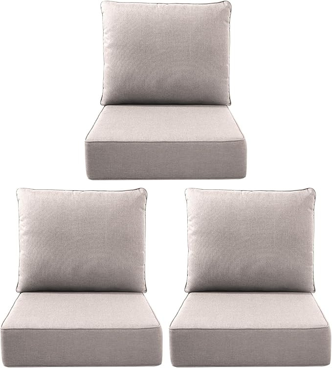 Luxury Outdoor Seat Cushion Set-22 x 24 x 6 Inch Outdoor Chair Cushions with Water Resistant & Removable Cover Outdoor Cushions for Patio Furniture Chair Sofa Couch