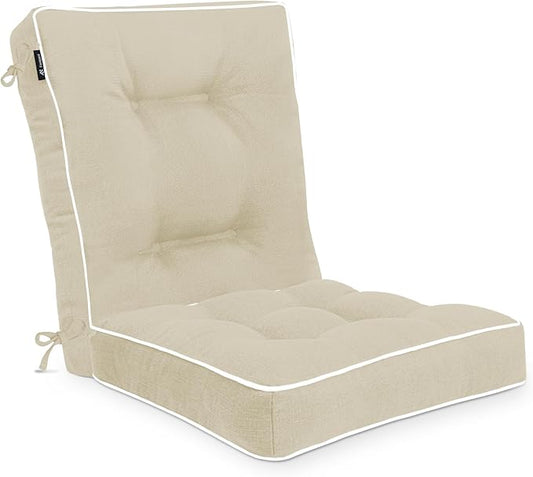 Favoyard Rocking Chair Cushion Set, Indoor & Outdoor Rocker Cushions, Water Resistant Seat Cushion Set for Patio Furniture 3-Year Color Fastness Chair Pads with Ties, Beige
