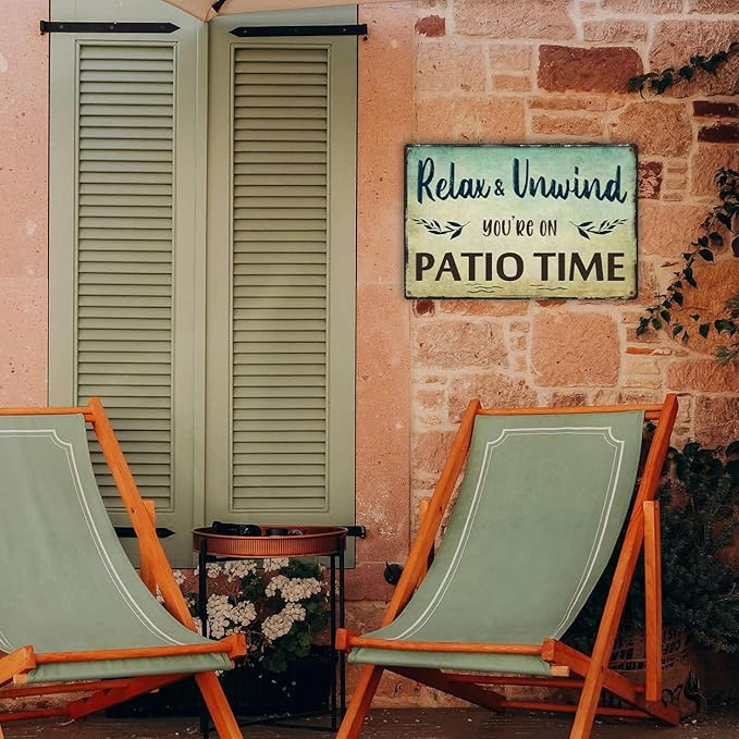 Outdoor Patio Wall Decor Patio Signs For Outside Porch Signs Outdoor Backyard Decorations Welcome Hanging Sign Relax Unwind You're On Patio Time Sign Patio Gifts For Men Home Bar Accessories 8x12 Inch