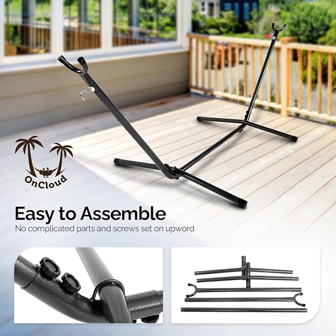 ONCLOUD 9FT Steel Hammock Stand Only, Heavy Duty Hammock Rack with Storage Bag, Portable Hammock Frame for Outdoor Patio, Garden, Courtyard, Balcony or Indoor (450LBS, Black)