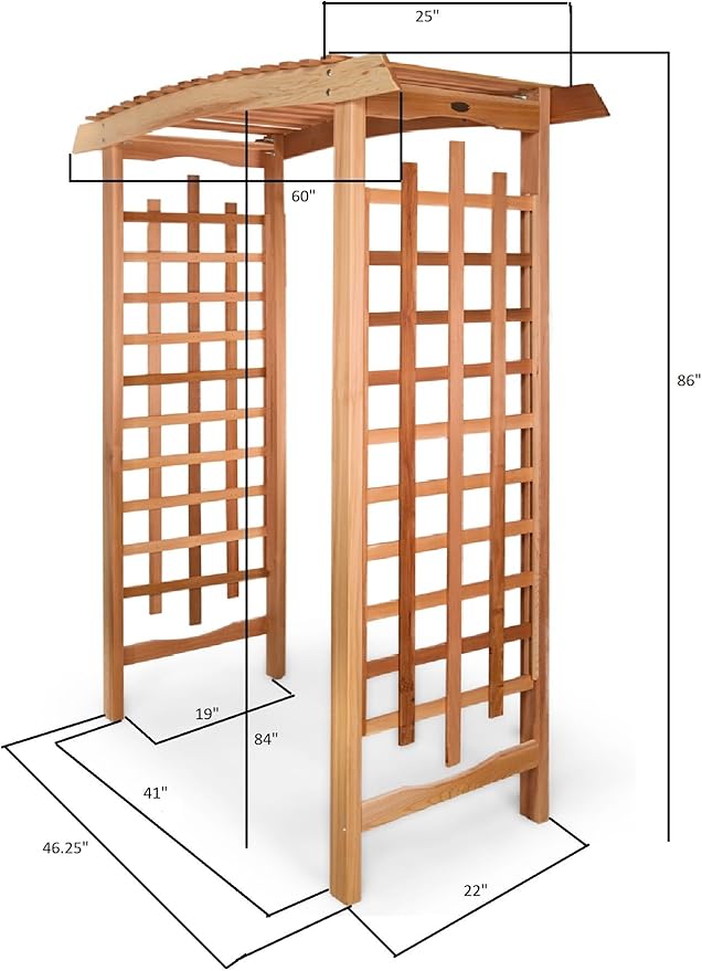 All Things Cedar GA87 Garden Arbor | Handcrafted Wooden Trellis for Climbing Plants Outdoor | Cedar Wedding Arches for Ceremony | Easy Assembly, Weather Resistant 60x25x86