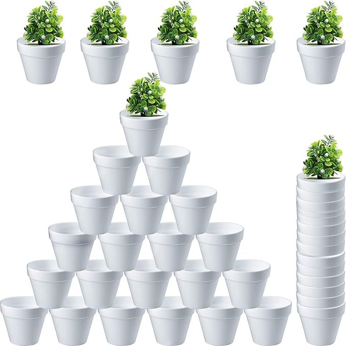 NY XXYXXY 40pcs/2.95" Terracotta Planters, Plant Pots, Succulent Pots White Ceramic, Mini Planters for Displaying Succulents, Mini White Pots Drain Holes