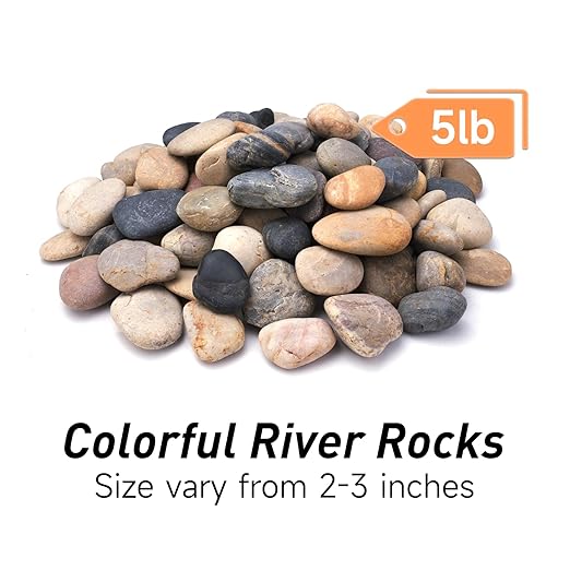 5lbs River Rocks for Landscaping, 2"-3" Decorative Garden Stones for Plants, Flower Pots, Vase, Walkways, Yard, Natural Rocks for Aquarium, Fish Tank