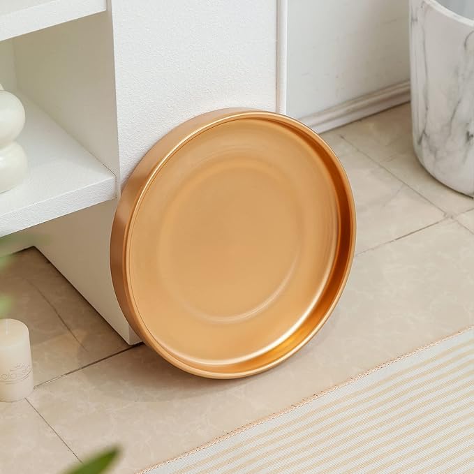 12 Inch Ceramic Saucer - Ceramic Drainage Tray for Plant Pot (Matte Gold)