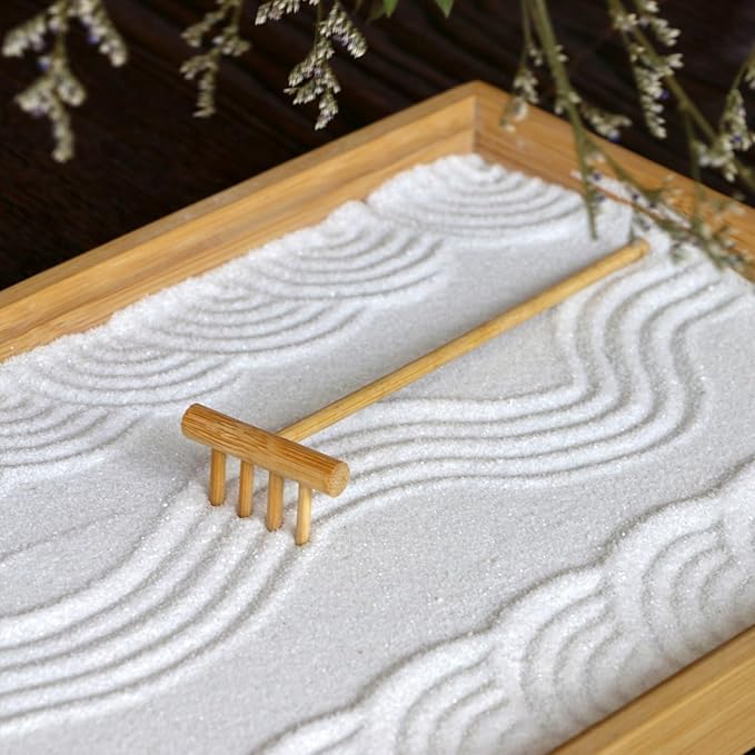 Mini Zen Garden Rake Tool - Japanese Tabletop Rock Sand Garden Tools Accessories Desktop Meditation Zen Decor Zen Gifts Office Relaxation Adult Toy Man Women Unique Stress Relief Birthday Gifts