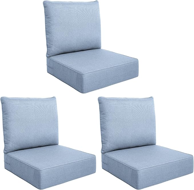 Luxury Outdoor Seat Cushion Set-24 x 24 x 6 Inch Outdoor Chair Cushions Set of 2 with Water Resistant & Removable Cover Outdoor Cushions for Patio Furniture Chair Sofa Couch
