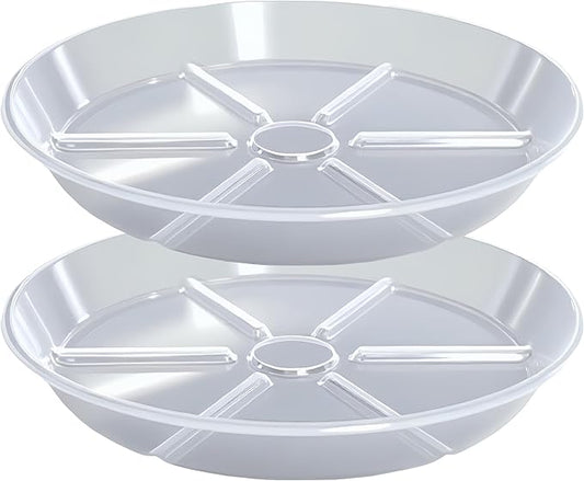 Plant Saucer Pot Tray 12 inch, 2 Packs Clear Flower Planter Saucers and Drip Trays for Pots Planter, Heavy Duty Plant Dish Pant Plate to Catch Water for Indoor & Outdoor