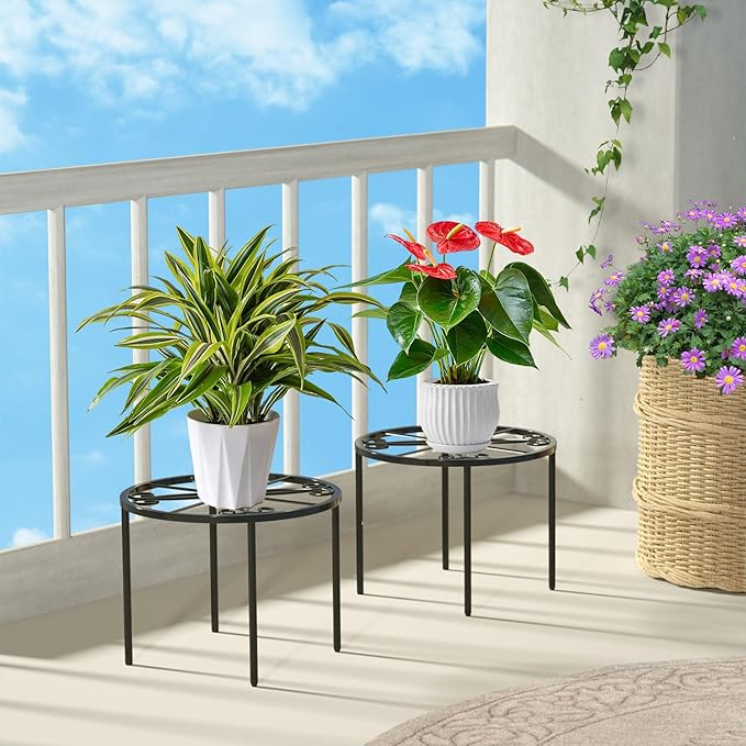 Plant Stand 1 PCS-7.9 IN Flower Pot Stand Plant Rack for Indoor and Outdoor Courtyard Gardens Black