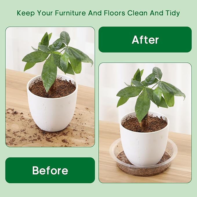 JERIA 12 Inch 20 Pack Clear Plant Saucers,Plastic Flower Pot Trays,Round Durable Plant Drip Trays for Indoor and Outdoor