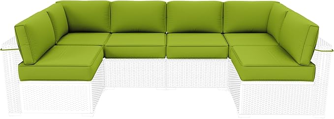 Outdoor Furniture Replacement Cushions, 5" Foam Foam High-Density, Fits 6-seat Sectional Rattan Conversation Set, 14 Piece Patio Water-Resistant Replacement Sofa Cushions, Liner&Cover