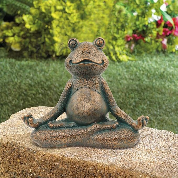 Nacome Meditating Frog Miniature Figurine,Zen Yoga Frog Garden Statue Ornament- Indoor/Outdoor Garden Sculpture for Fairy Garden,Home, Patio,Deck,Porch Yard Art Decoration,5 inch(Copper)Christmas Gift