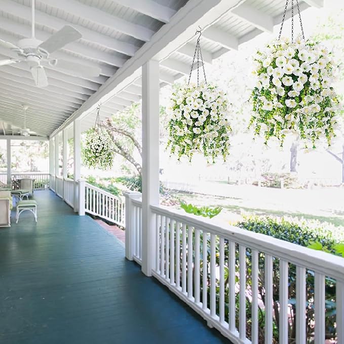Ochine 2Pcs Artificial Hanging Flowers Plants for Outdoor Fall Decoration, Artificial Hanging Fall Flowers Realistic Faux Flowers for Planter Patio Porch Garden Autumn Harvest Thanksgiving Home Decor