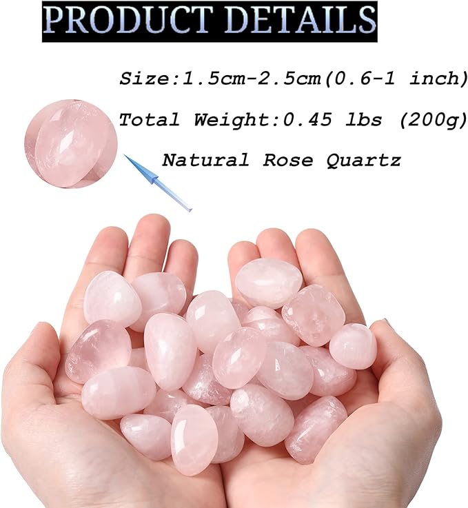 DUQGUHO Rose Quartz Healing Crystals Stones Set Natural Bulk Crystals Tumbled Polished Irregular Crystal Stones Bulk Rocks 0.45 lbs
