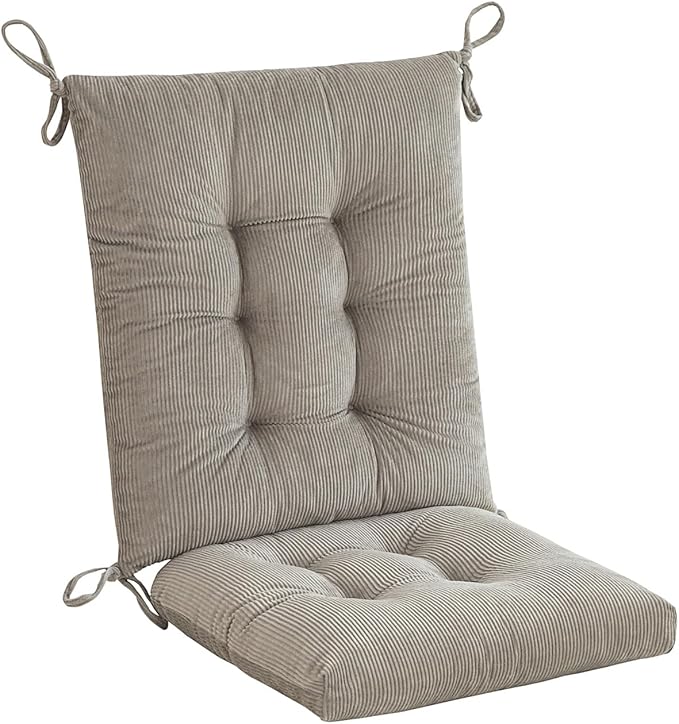 Outdoor Patio Cushion, Rocking Chair Cushion, Tufted Pads, Set of Upper and Lower with Ties Pack of 2 (2 Sets) - Back 20"×17", Seat 17"×17" (Grey)