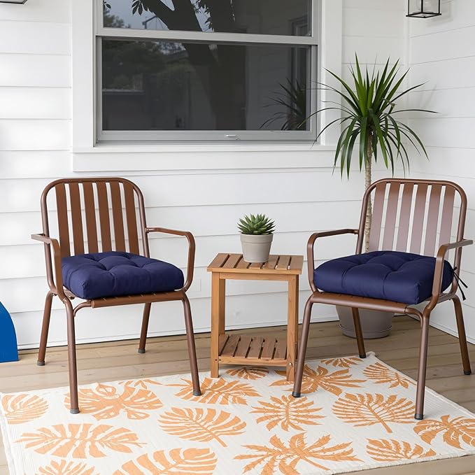 Gnostik 2 Pack Outdoor Wicker Chair Cushions Waterproof Rocking Chair Cushion Floral U Shaped Patio Replacement Cushions with Ties for Porch, Garden,18.6" x 18.6"