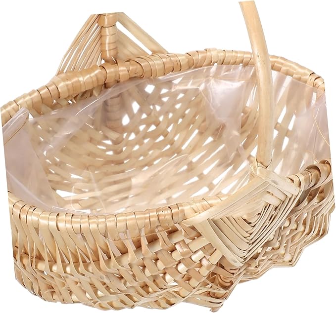 Milisten Vintage Wicker Picnic Basket with Handle Handwoven Flower Holder for Arrangements and Fruit Storage Multi-Functional Outdoor Accessory for Picnics and Garden Parties