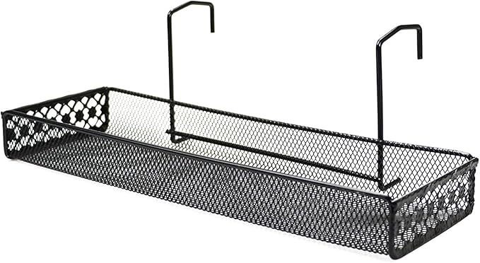 Chris.W Metal Succulent Planters Hanging Container Garden Mini Flower Pot Holder for Wall, Balcony, Patio or Porch Fence Railing Shelf Under 1.7” Wide Poolside Storage Basket(Black)