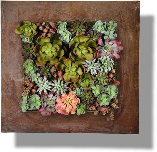 Modern Home Living Wall Galvanized Steel/Zinc Succulent Planter, Wall Mounted Garden Pocket Planter (16 Pocket, Rust Zinc)