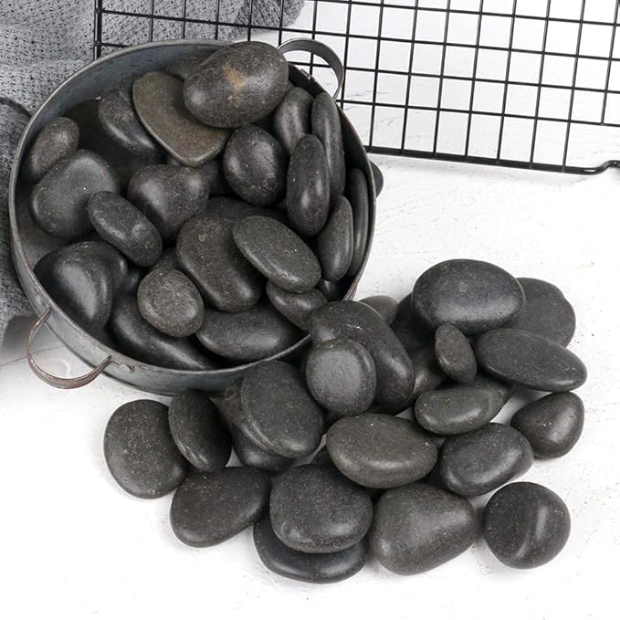 Set of Decorative Stones Perfect for Aquariums, Vase Fillers, Table Scatter, Scrapbooking and Much More! Beautiful Gems! (Black River Stones)